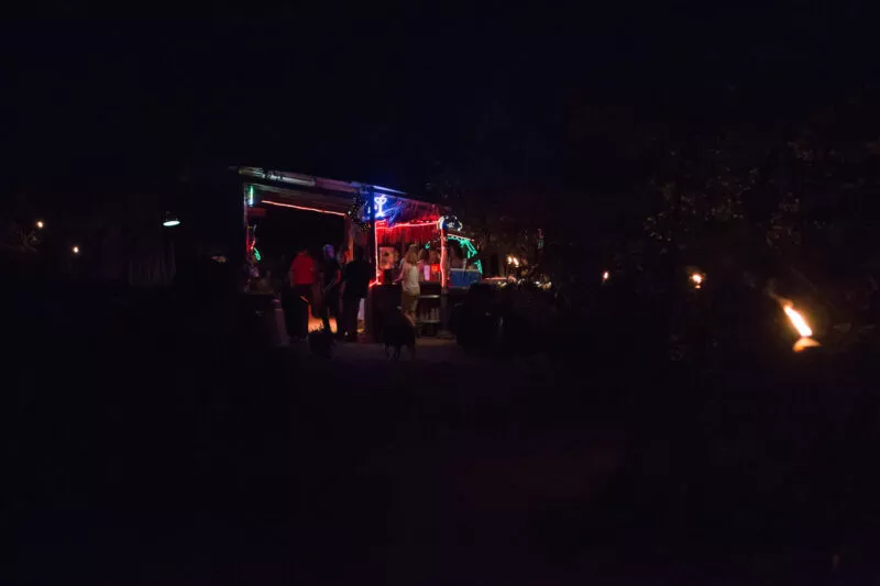 Walk to creek, Creekside Cantina Party, 2014