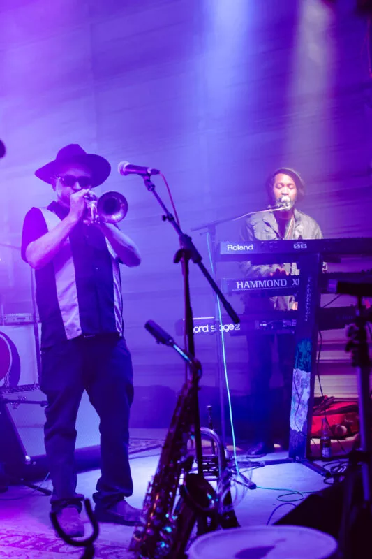 Jeff Daub and King Hopeton performs with their band,  Dylan's Dharma as they headline Friday night at Lambstock 2021.