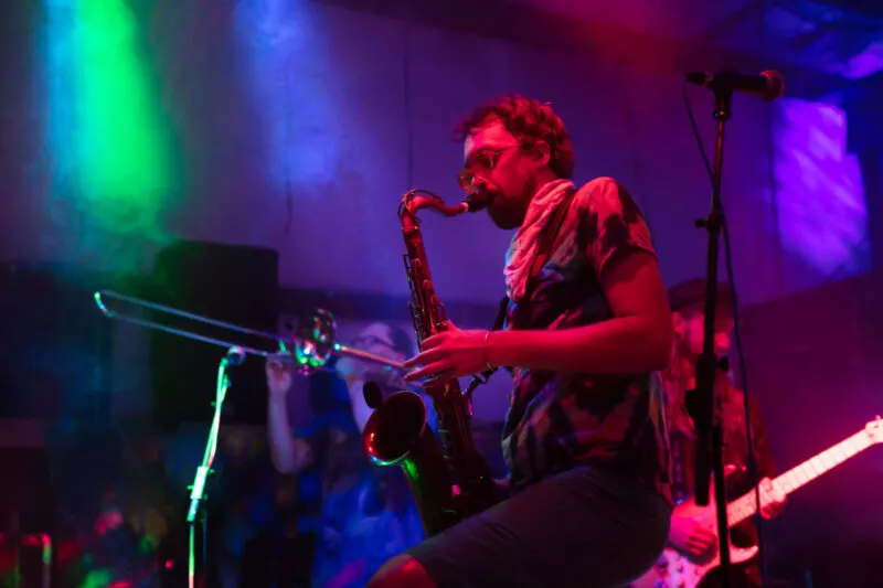 Kevin Killion performs with his band, Smokey The Groove, at Lambstock 2021