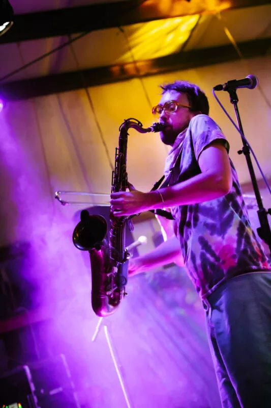 Kevin Killion performs with his band, Smokey The Groove, at Lambstock 2021